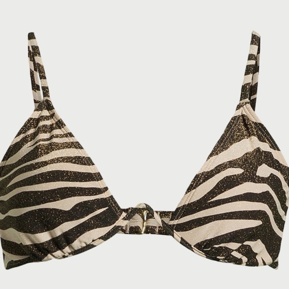 No Boundaries Juniors' Printed Lurex Underwire Bikini Top